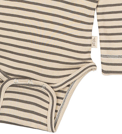 Petit Piao Body l/ä - Rib - Modal - Erde Brown/Dark Off White