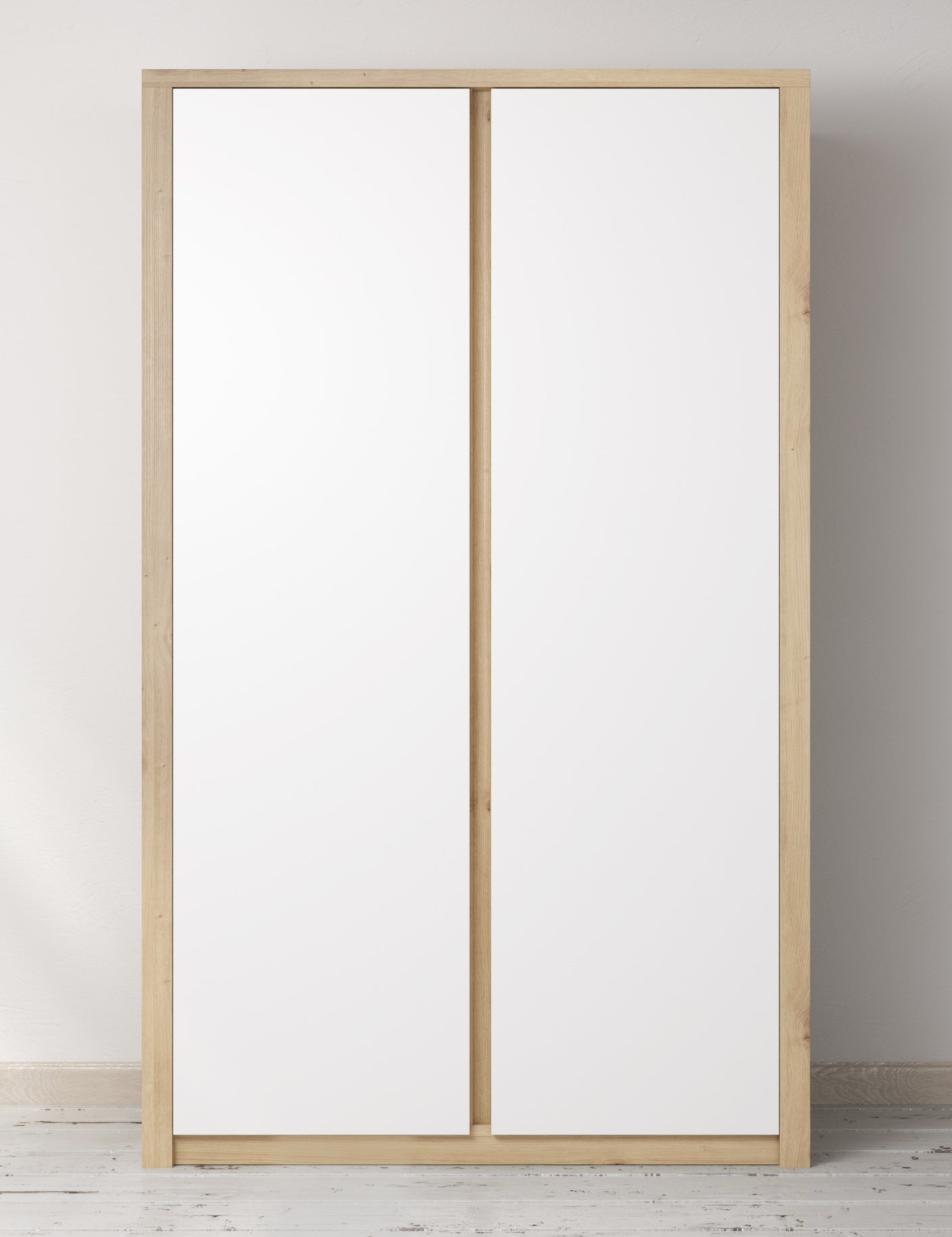 Melody - Kledingkast 2-deurs - Wit/eiken - 90x53x197 cm