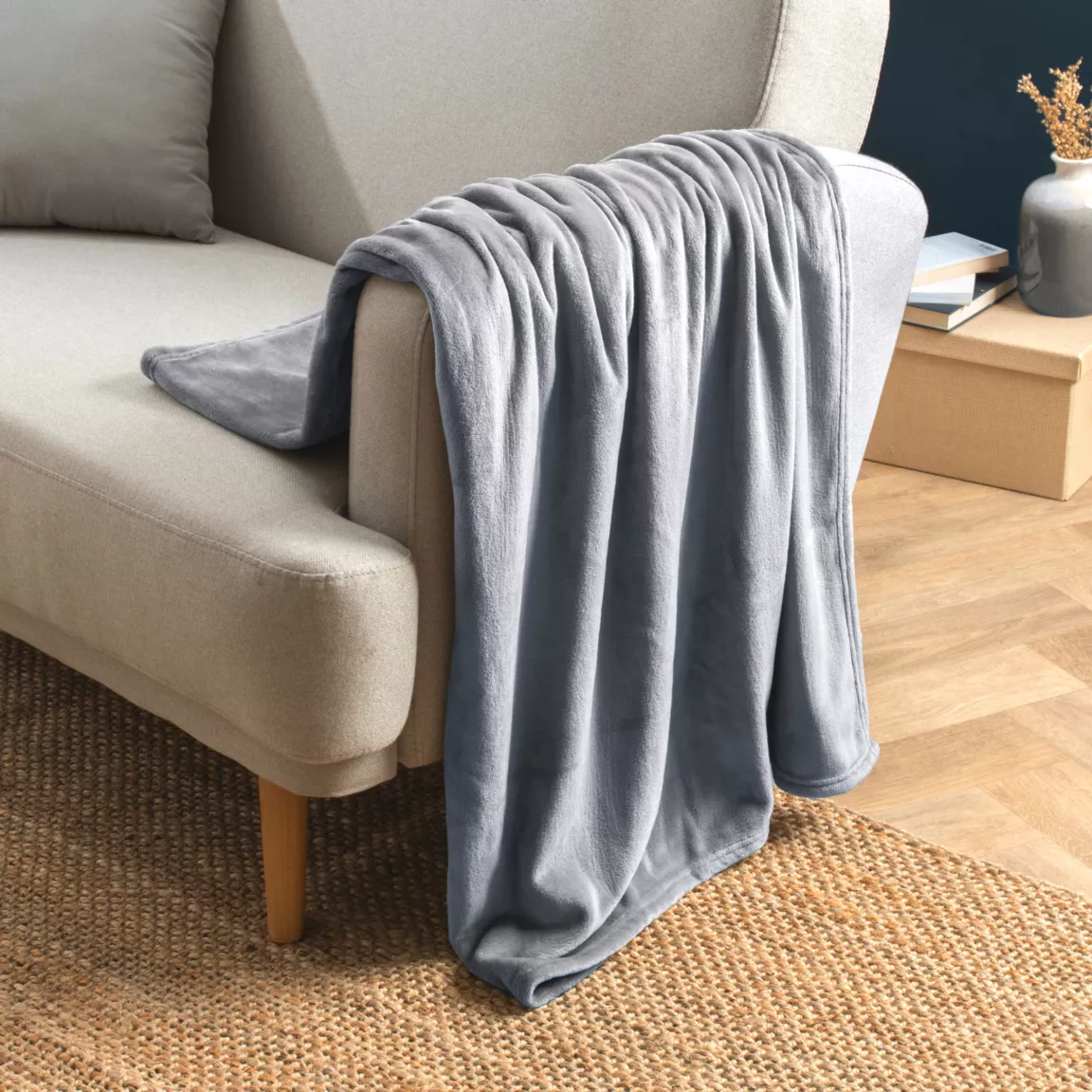 Plaid doux flanelle (125 x 150 cm) Didou Gris clair