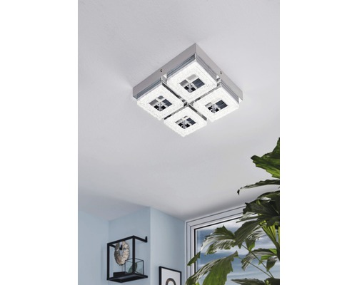 LED plafondlamp 4x4W 4x400 lm 3000K 28x28 cm Fradelo chroom/helder/kristal
