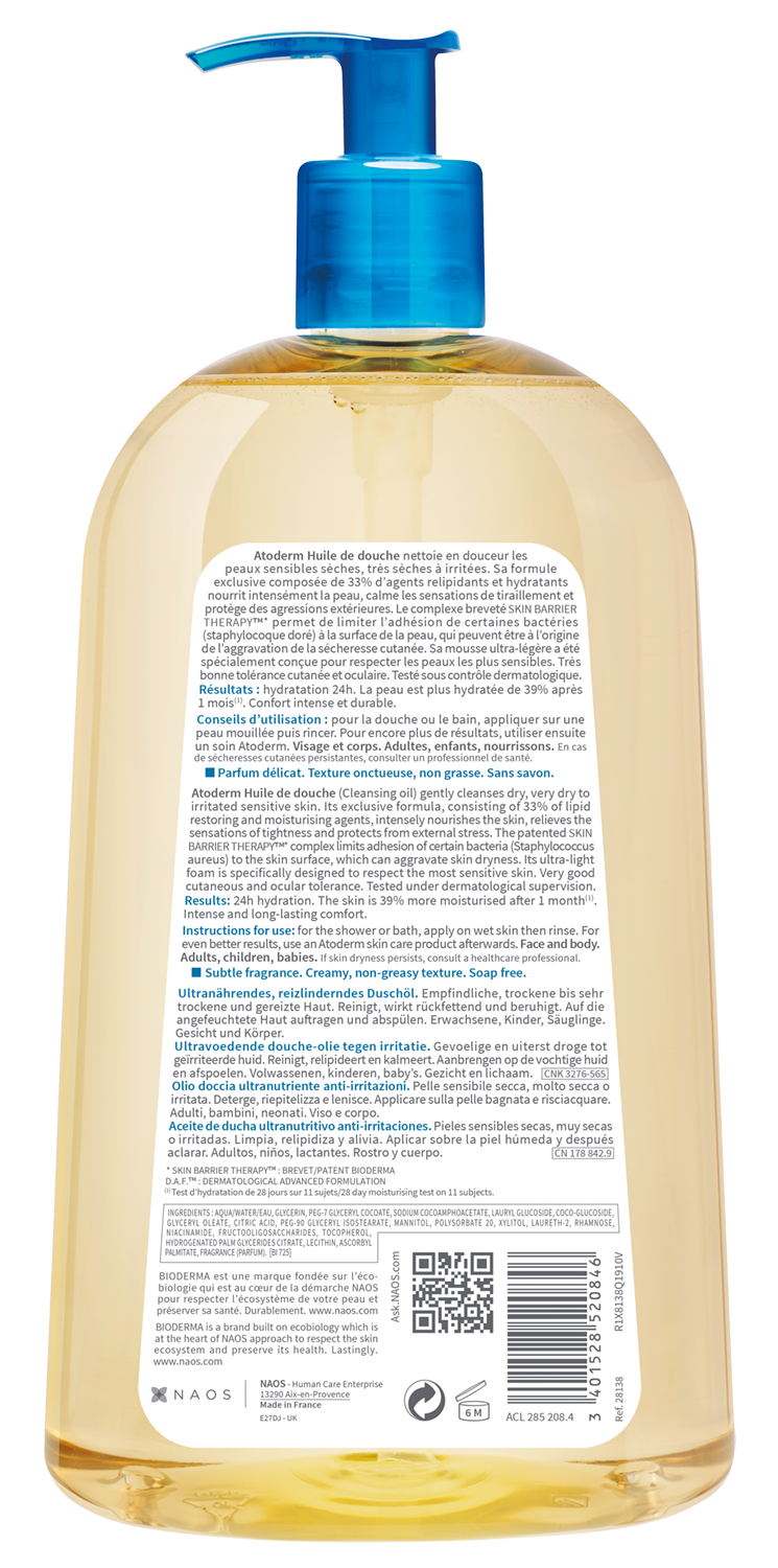 Bioderma Atoderm huile de douche<br>1000 ml, Öl
