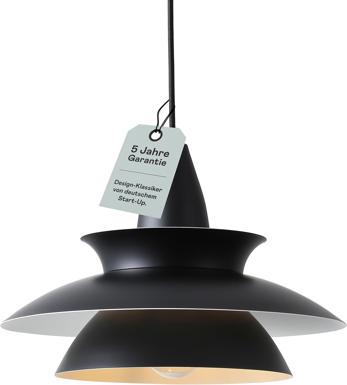 Pendelleuchte schwarz Retro Design - Vintage Aluminium Pendellampe - Alu Hängeleuchte höhenverstellbar - E27 Nordic Lampenschirm - Designer Leuchte Leto – leichte & hochwertige Esszimmer Beleuchtung