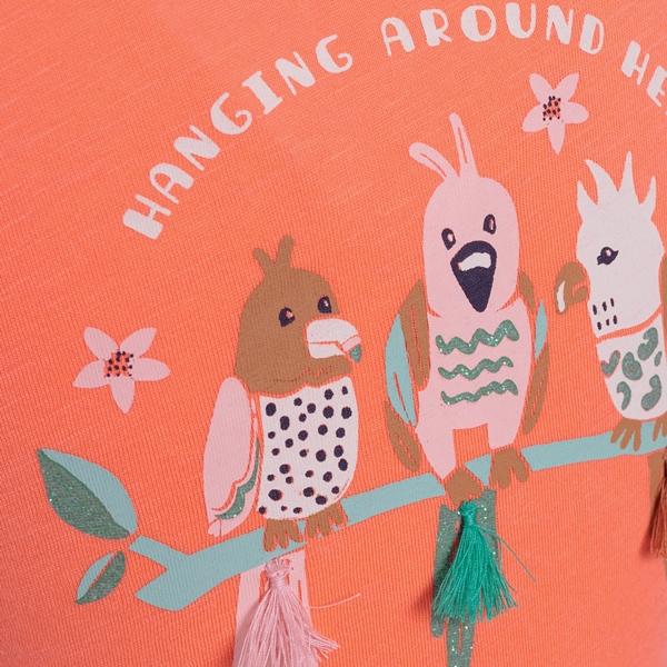 TwoDay meisjes T-shirt roze met vogeltjes