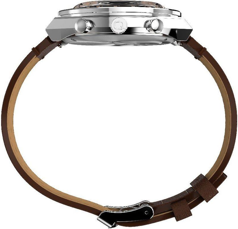 Timex - Q Timex - Chronograaf Horloge - Bruin - 40 mm - Waterdicht 5 bar