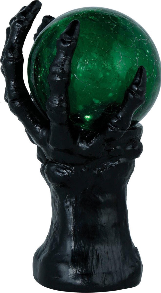 Halloween Decoratie Hand Met Kristallen Bol En Licht 14,5cm