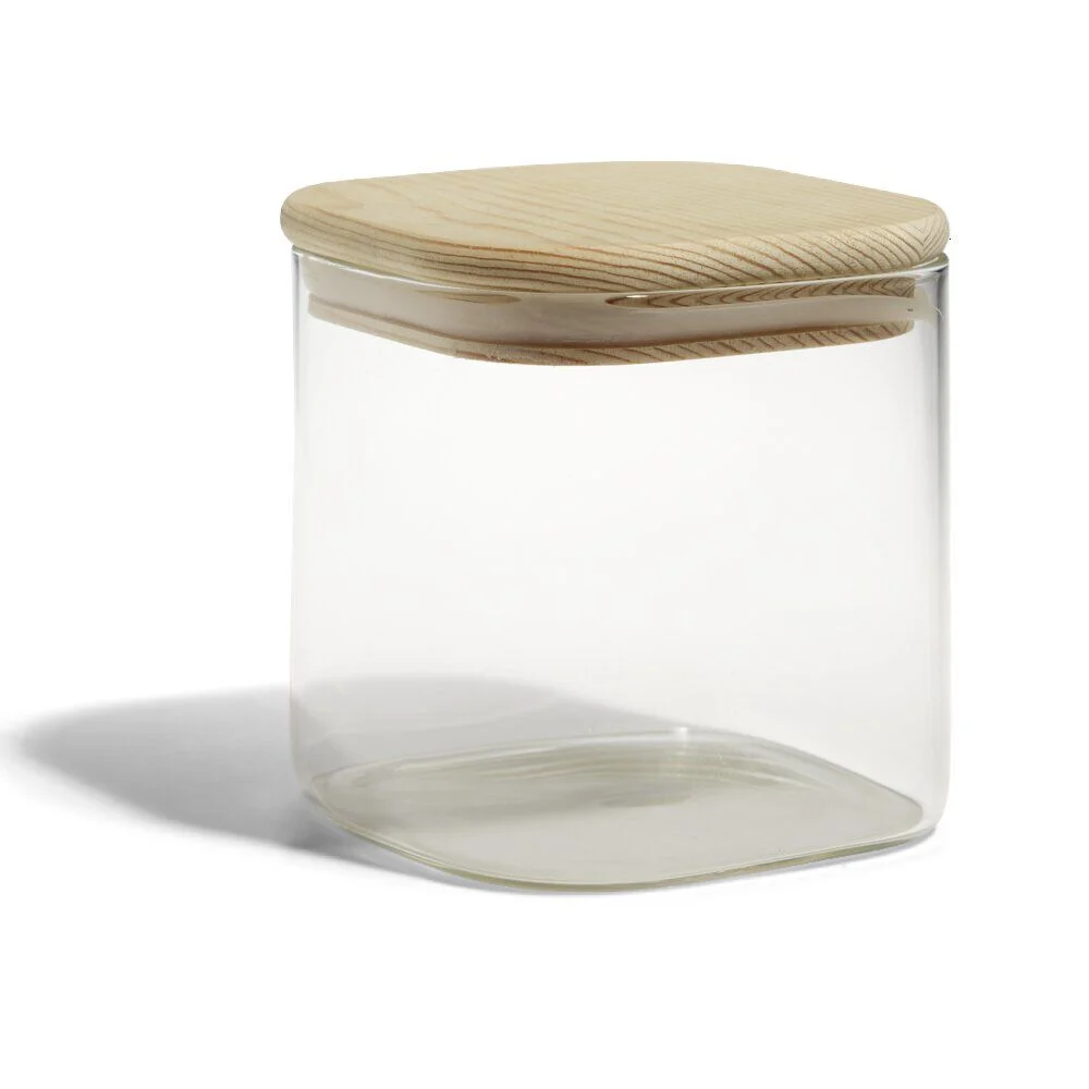 Bocal de conservation 60cl en verre avec couvercle en bois