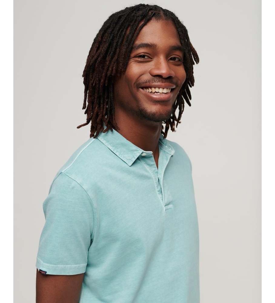 Camisa polo de malha verde da Superdry