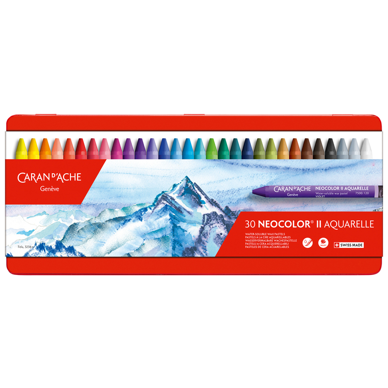 Caran d'Ache Wachsmalstifte Neocolor II, wasservermalbar, 30 Stück, assortiert