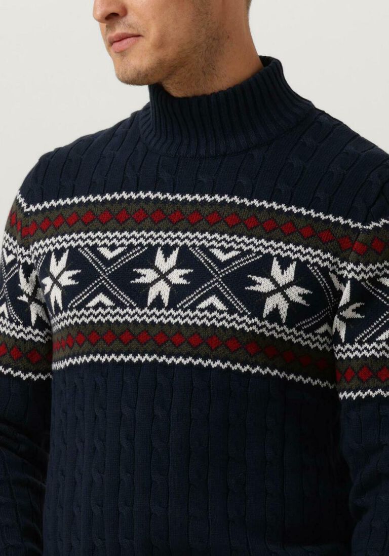 SELECTED HOMME donkerblauwe selected homme coltrui slhflake ls knit cable high ne