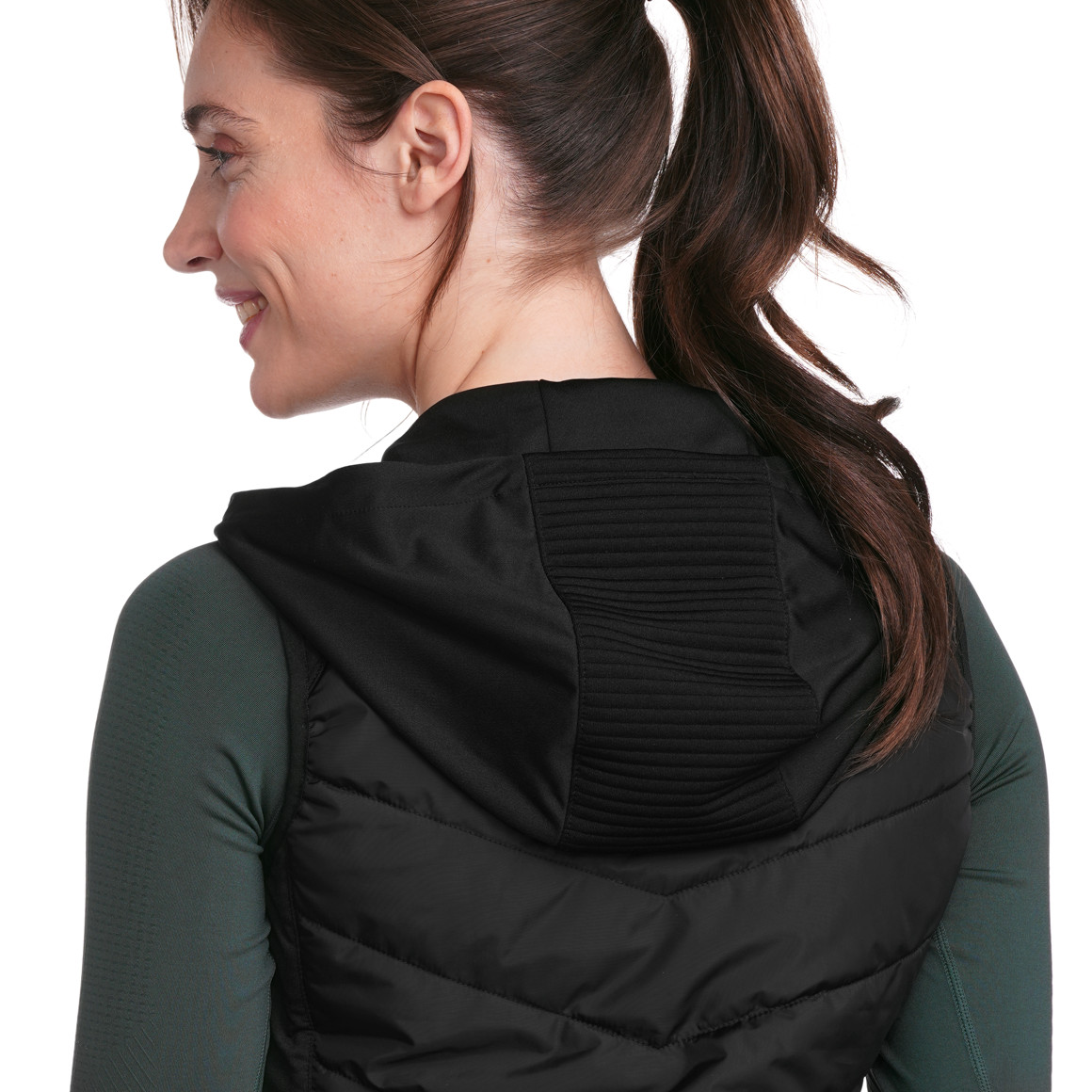 Gina Sports Damen Sport-Weste mit Kapuze schwarz