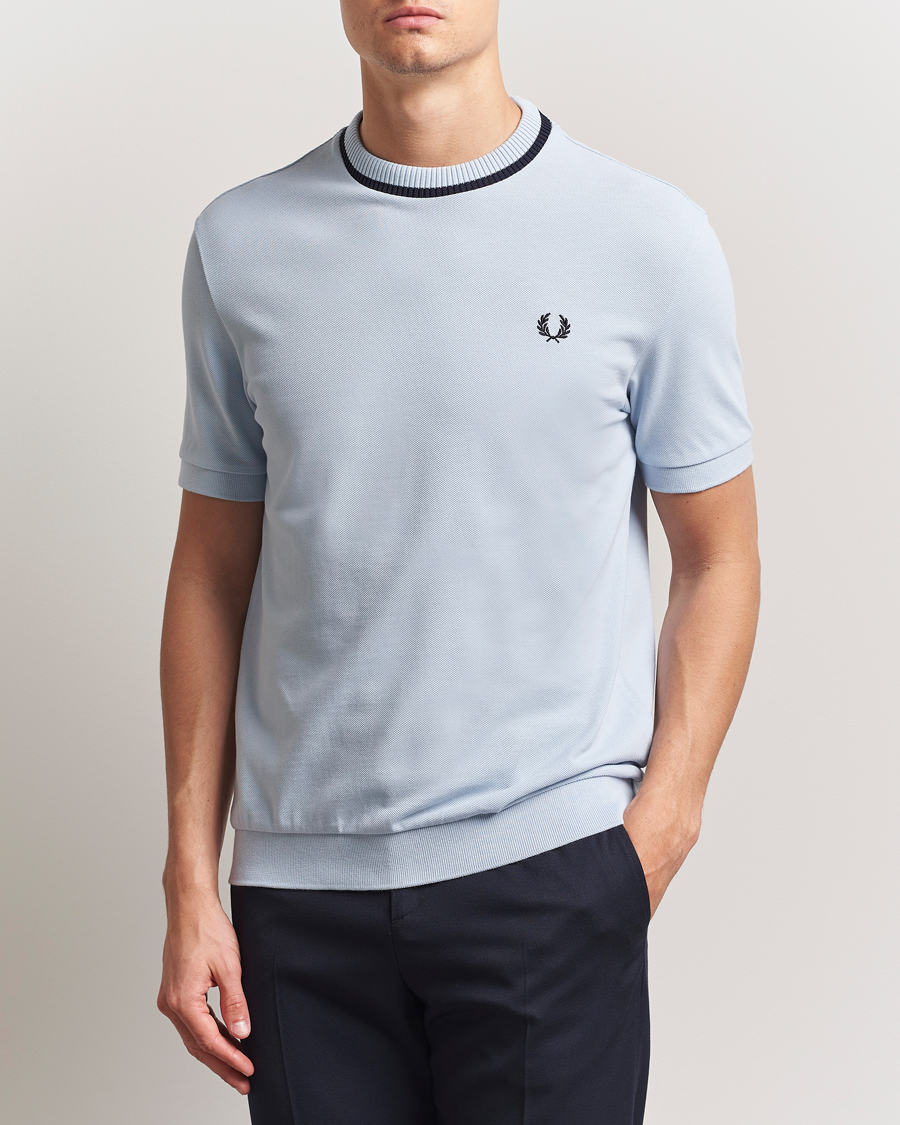 Fred Perry Pique Crew Neck T-Shirt Light Smoke
