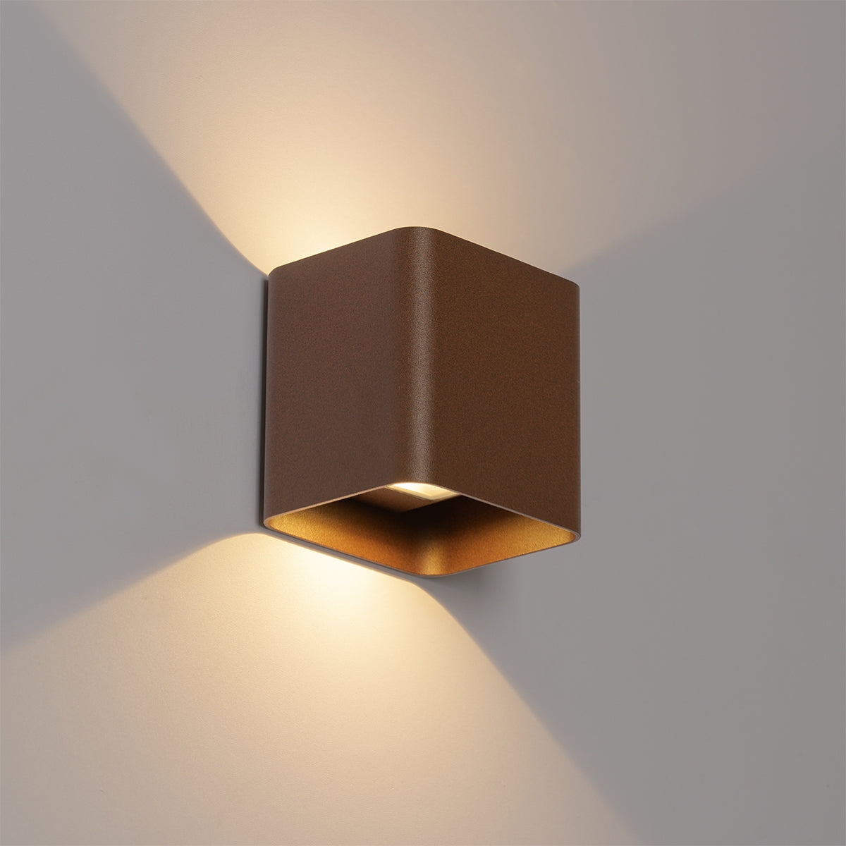 QAZQA Moderne wandlamp roestbruin incl. LED IP54 vierkant - Evi