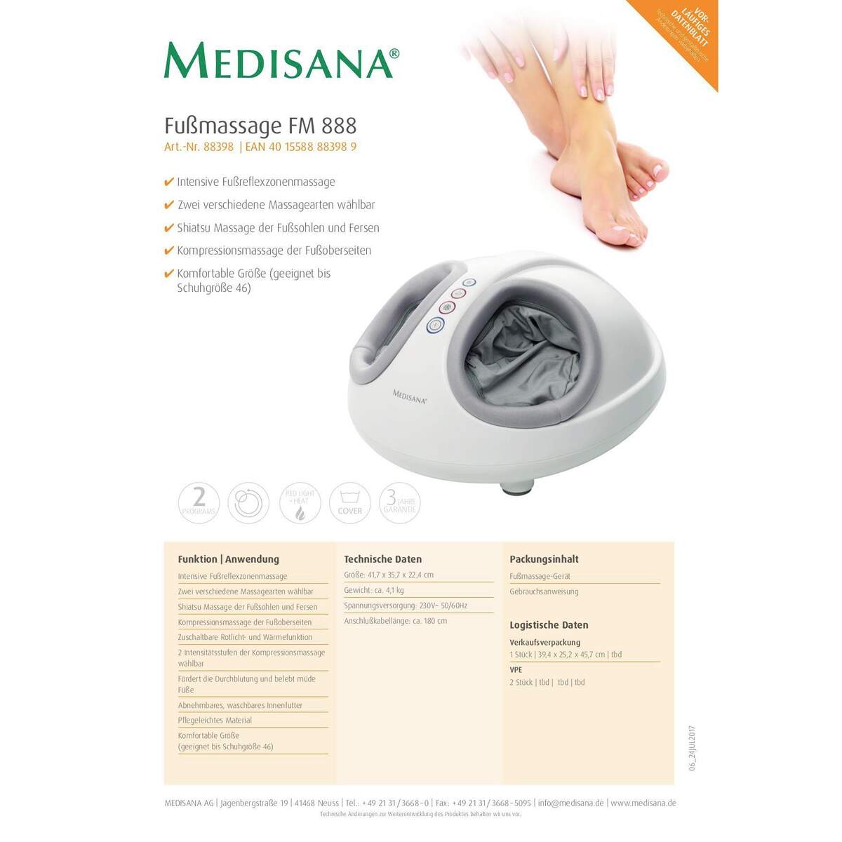 Fussmassagegerät FM888 Medisana weiss