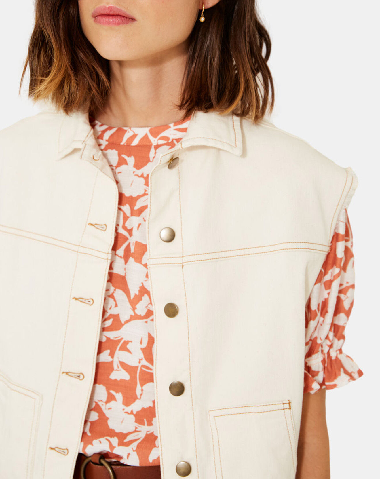 Yerse Veste en Jean sans manches Jeanne écrue