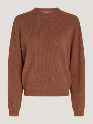 Suéter de lã e cashmere com textura canelada e modelagem relaxada