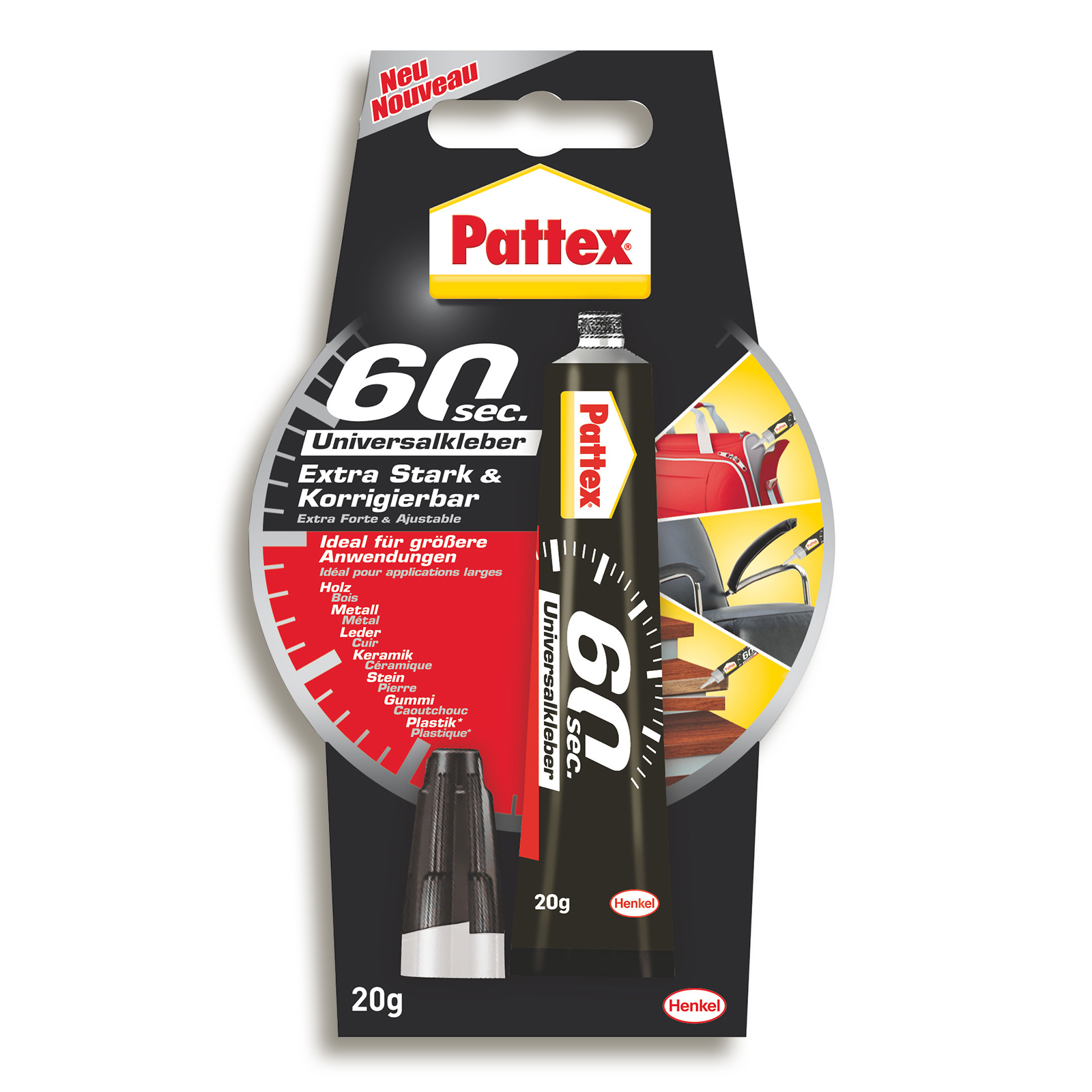 Pattex 60 Sekunden Universalkleber - wasserfest - 20 g