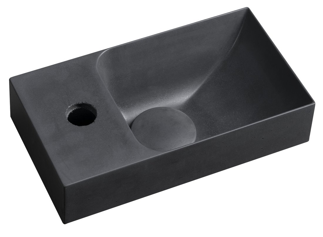 Sapho Piccolino fontein beton kraangat links 31x17cm antraciet