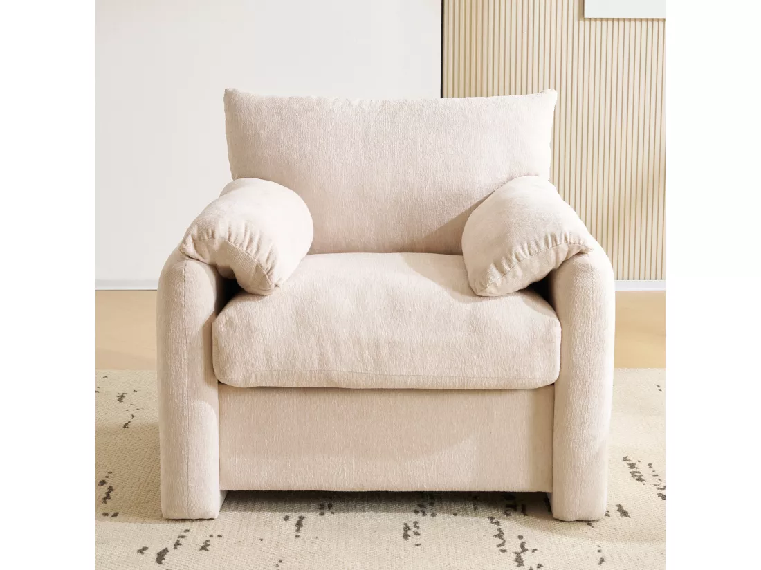 Sofa de Salon Moderne en Tissu Chenille, Fauteuil Confortable avec Accoudoirs, Grand Siège Décoratif, Fauteuil de Loisirs pour Salon et Chambre