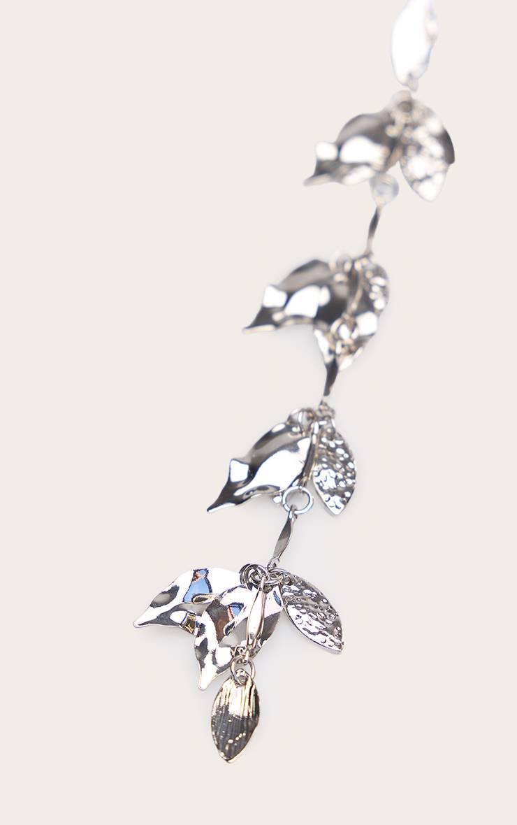 Argenté Boucles D'oreilles Drapées Feuille Dorée