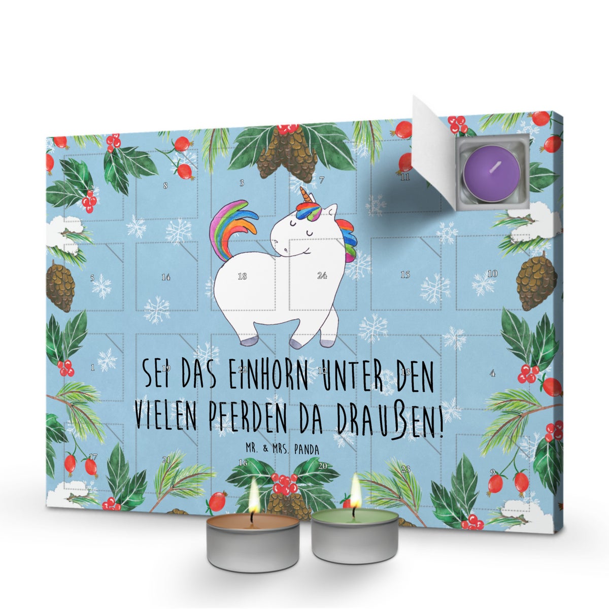 Mr. & Mrs. Panda Geurkaars Adventskalender Eenhoorn Strutting - Pastelblauw