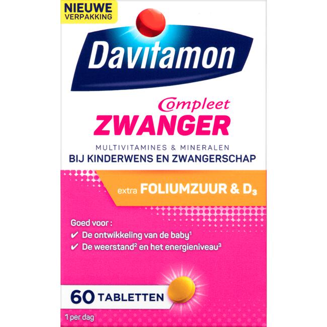 Davitamon Compleet Zwanger met Extra Foliumzuur en Vitamine D3 60 Tabletten