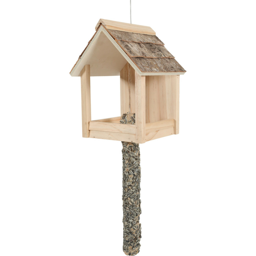 Mangeoire cup castor 3 en 1 , toit en bois, pour oiseaux