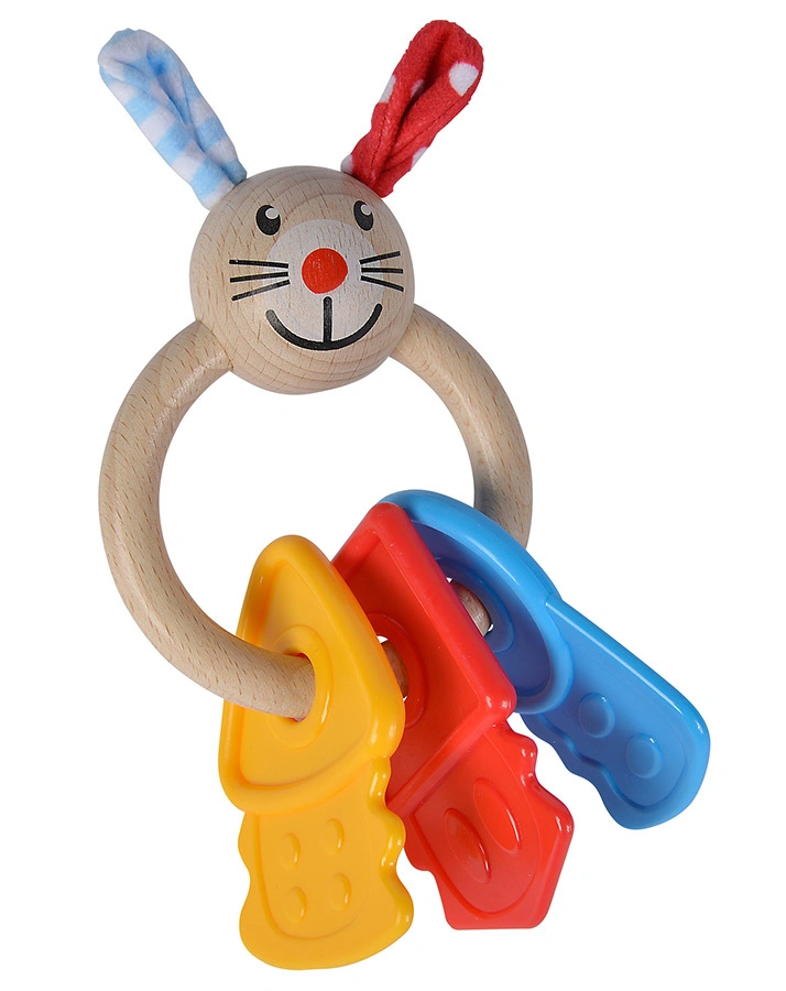 Beißring BUNTER HASE aus Holz