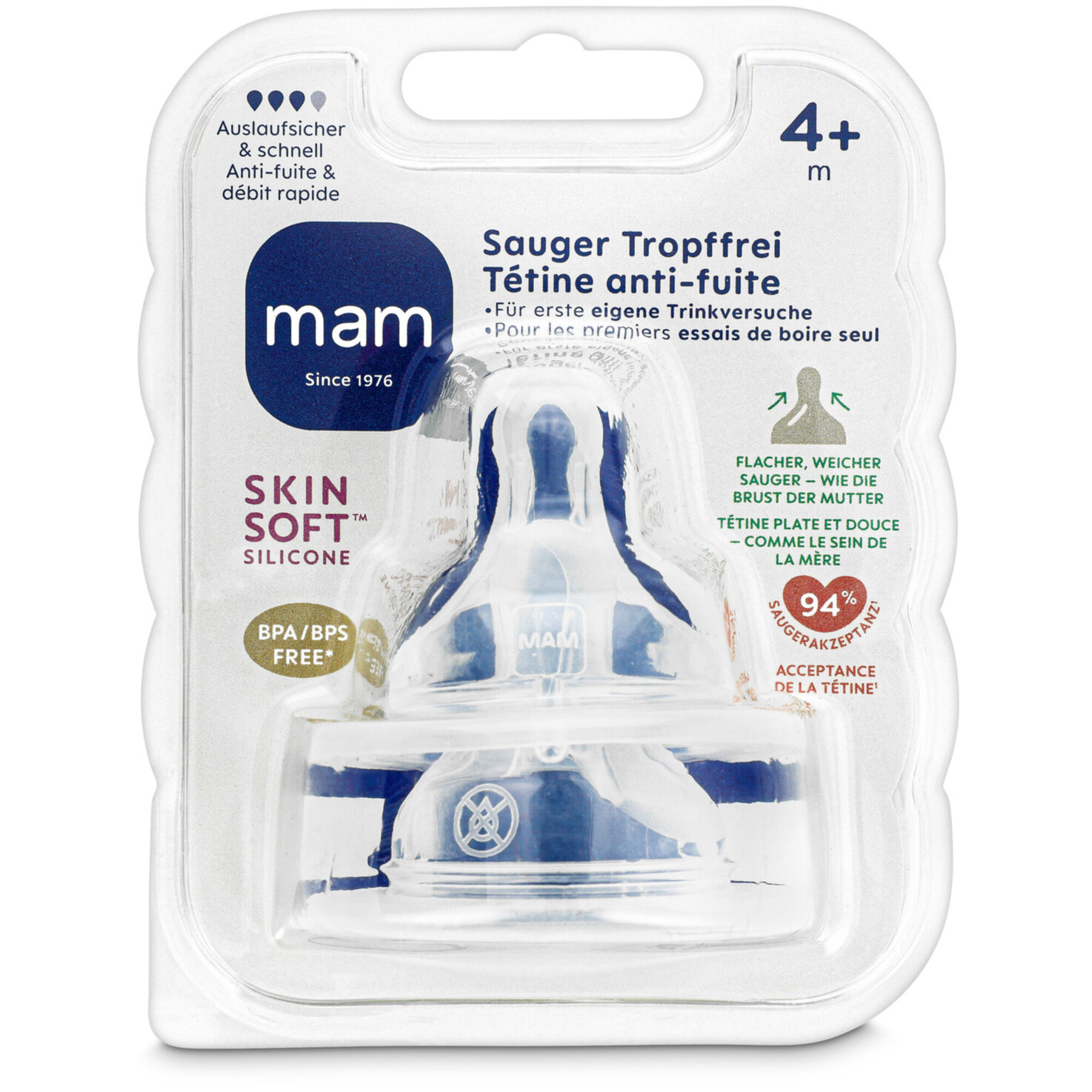 MAM Sauger tropffrei Silikon 4m 2 Stück