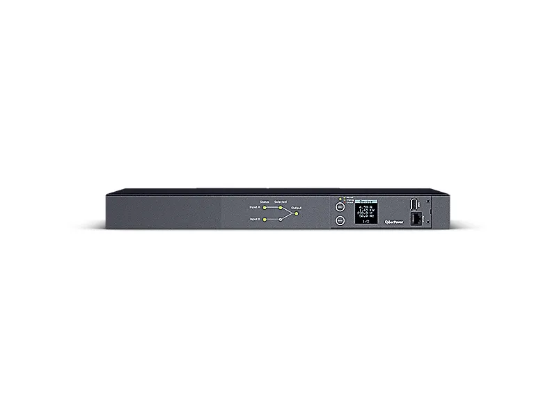 CyberPower Metered ATS Series PDU24005 - Strømfordelingsenhed (rackversion) - AC 200-240 V - 1-faset - serial - input: 2 x IEC 60320 C20 - output-stikforbindelser: 10 (2 x IEC 60320 C19, 8 x IEC 60320 C13) - 1U - 3.05 m ledning - sort