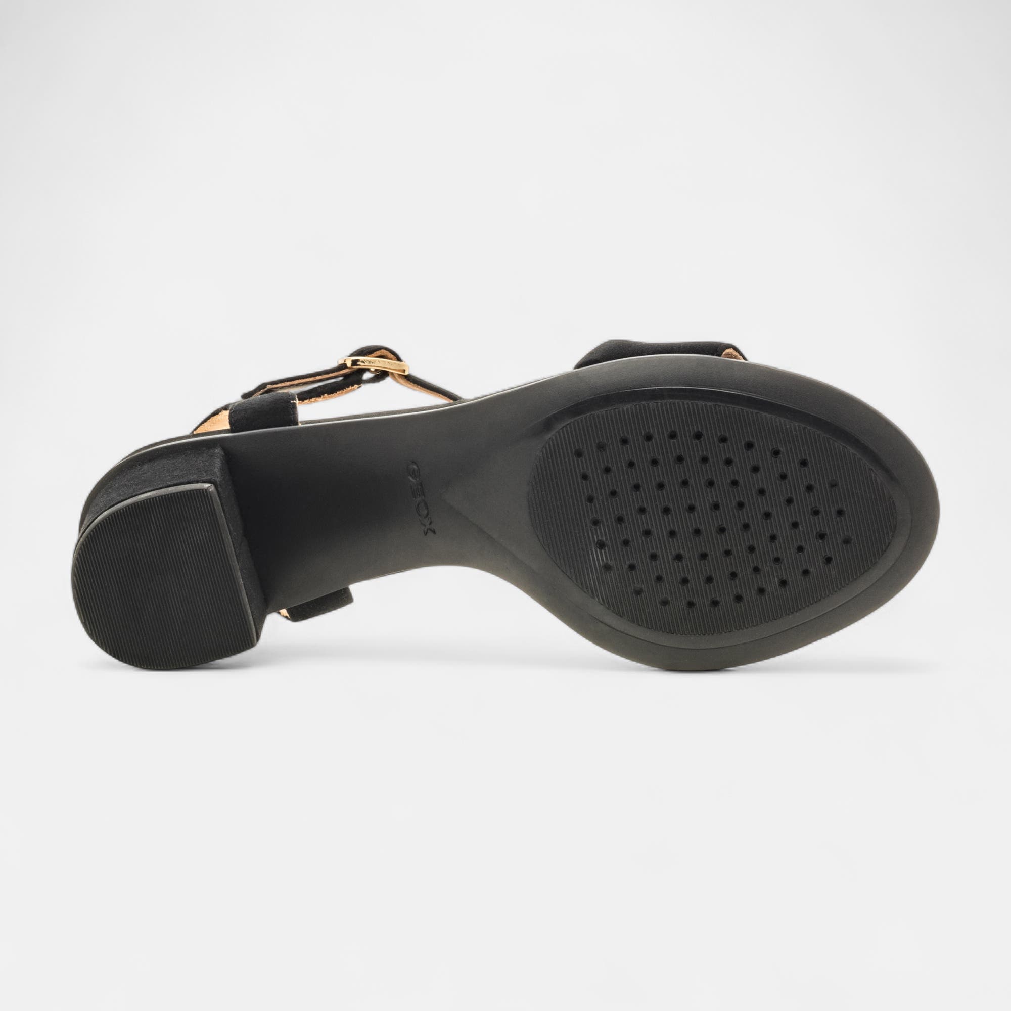 Nu-pieds à talon compensé Femme en cuir noir