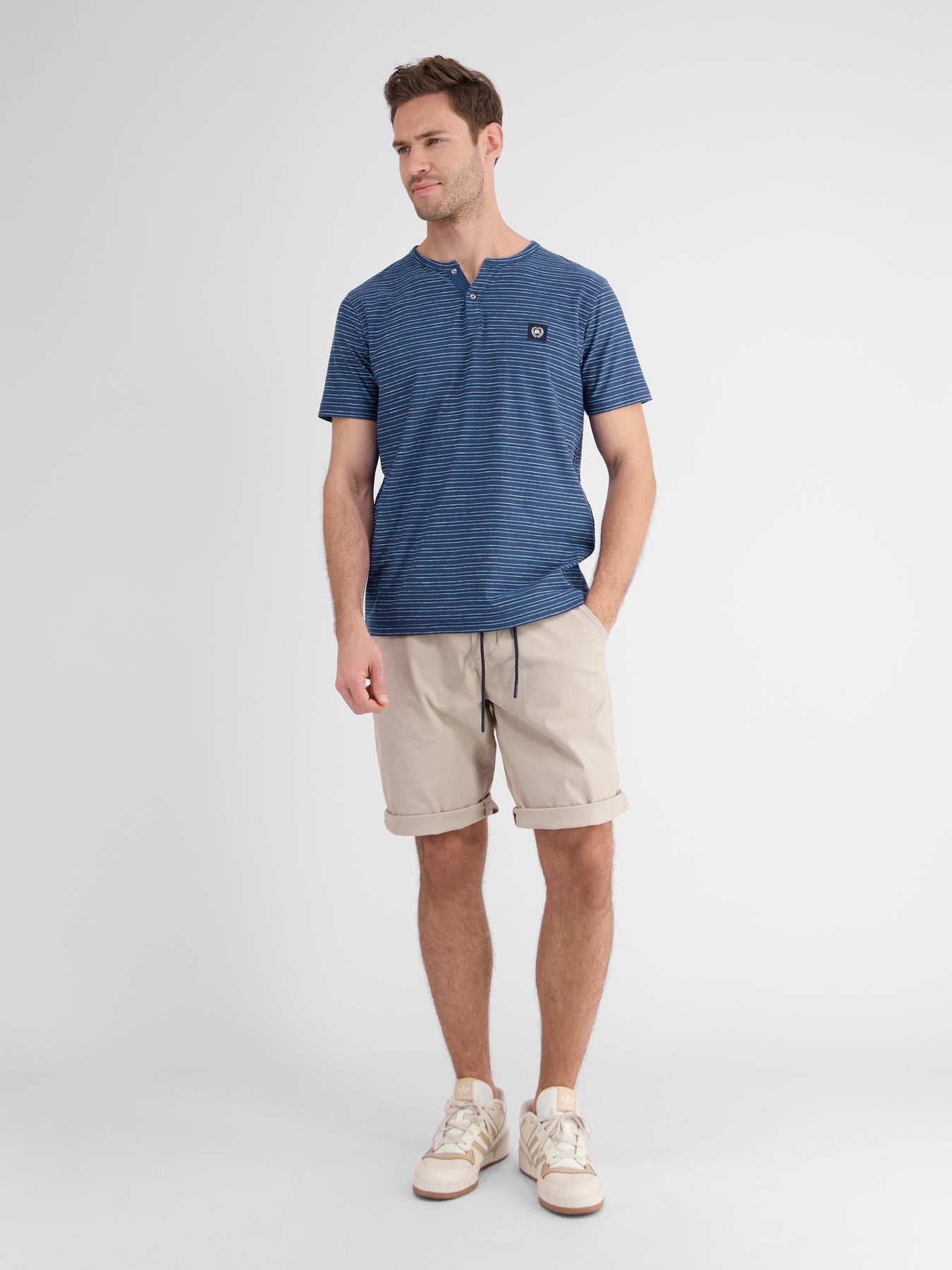 Herren Serafino-Shirt, gestreift