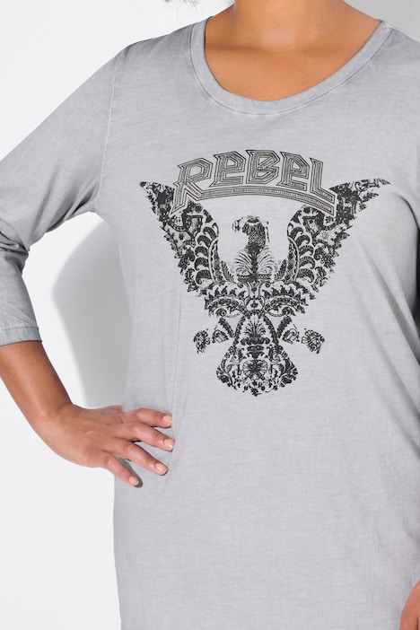 T-Shirt, REBEL-Motiv, 3/4-Ärmel