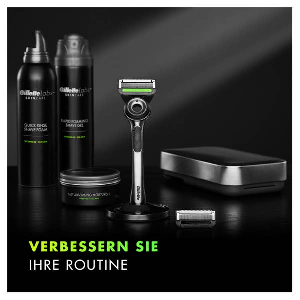 Gillette Labs, Rasierer mit Reinigungs-Element, Reiseetui + 5 Klingen
