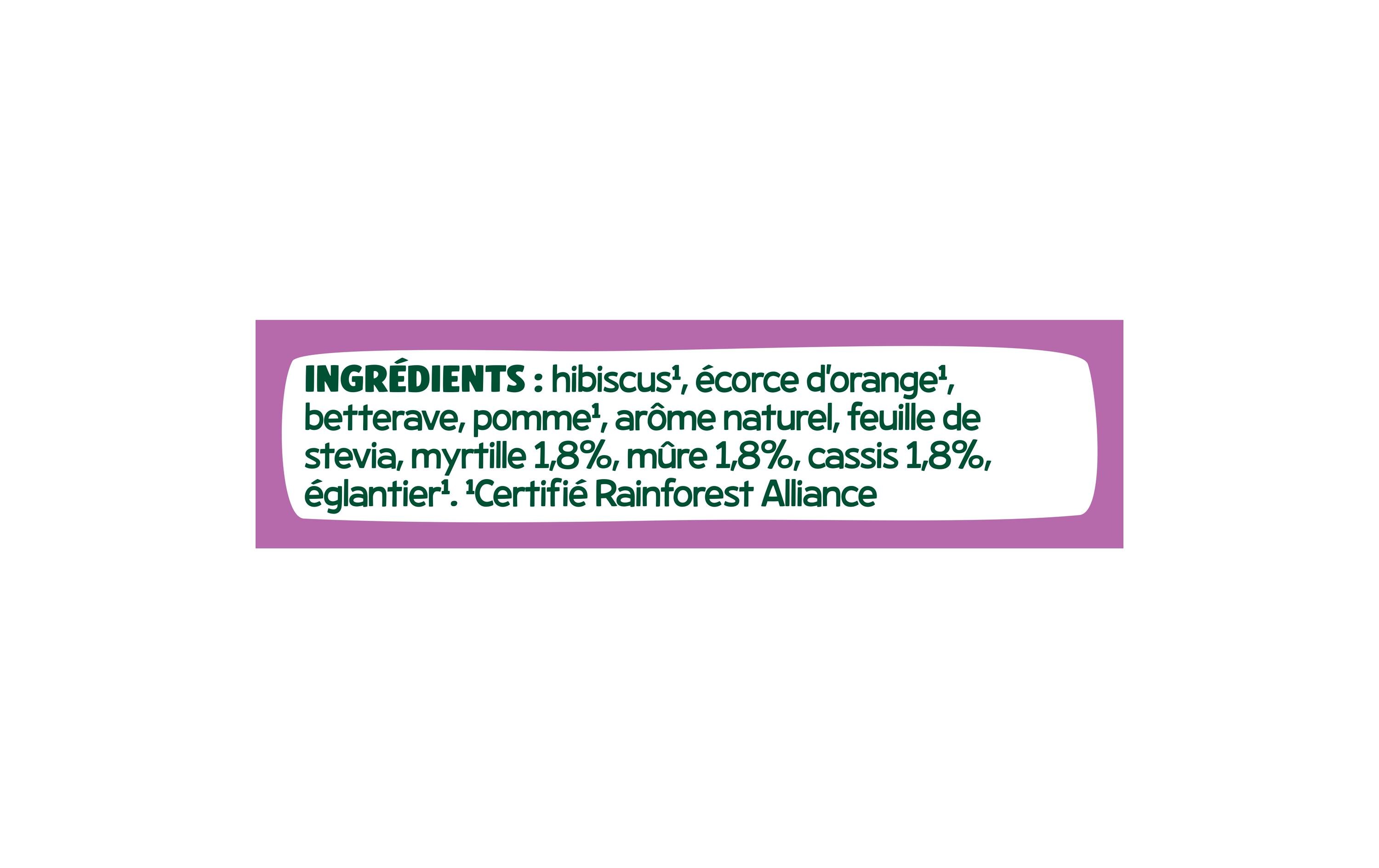 Teebeutel Infusion Myrtille Múre Cassis 20 StückTee mit Heidelbeere und schwarze Johannisbeere