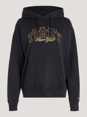 Moletom com capuz e modelagem relaxada com logo universitário