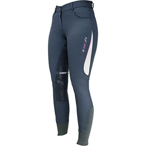 Calças de montaria Sport Dynamic femininas, framboesa/cinza