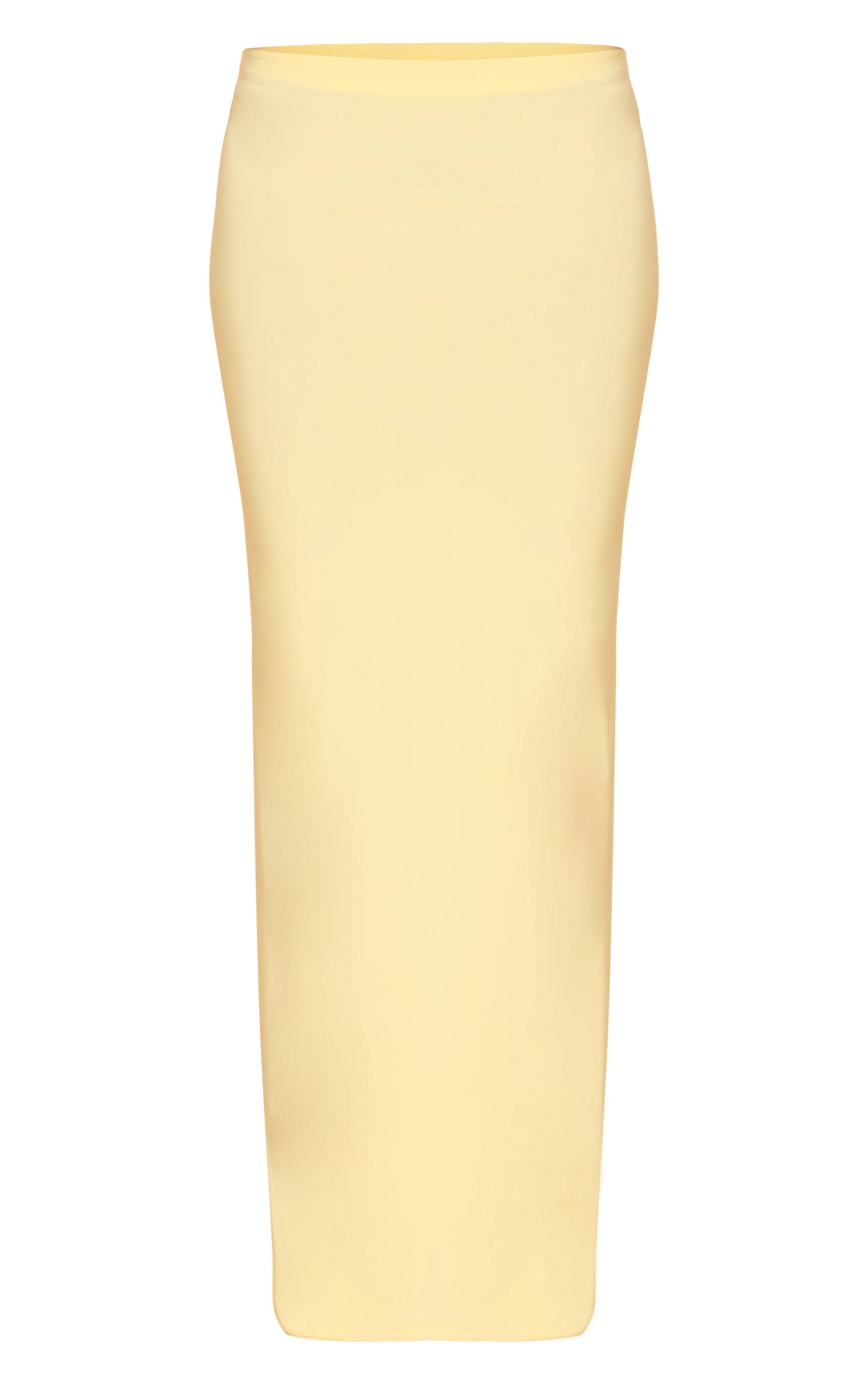 Citron Jupe Longue Taille Mi-haute En Tissu Slinky Double Couche