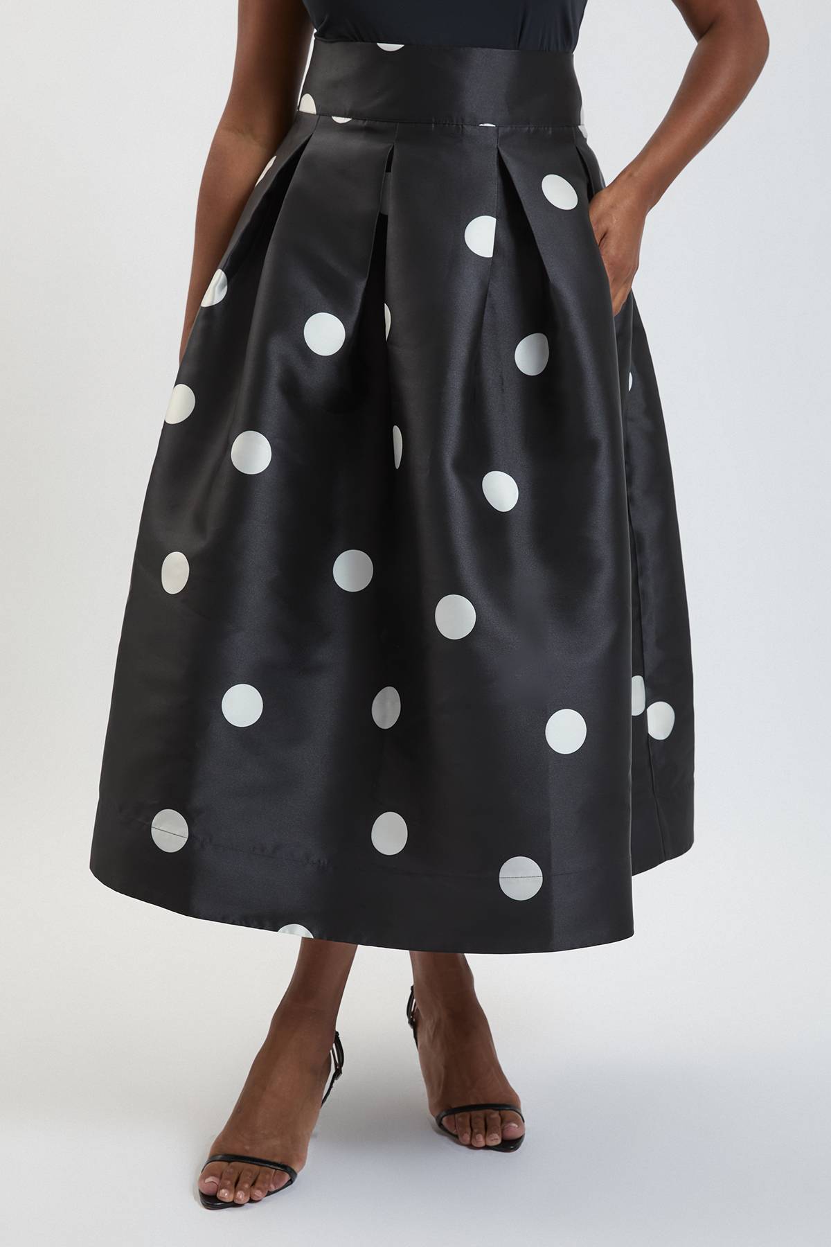 KarenMillen Jupe De Bal En Sergé Tissé À Pois Grande Taille
