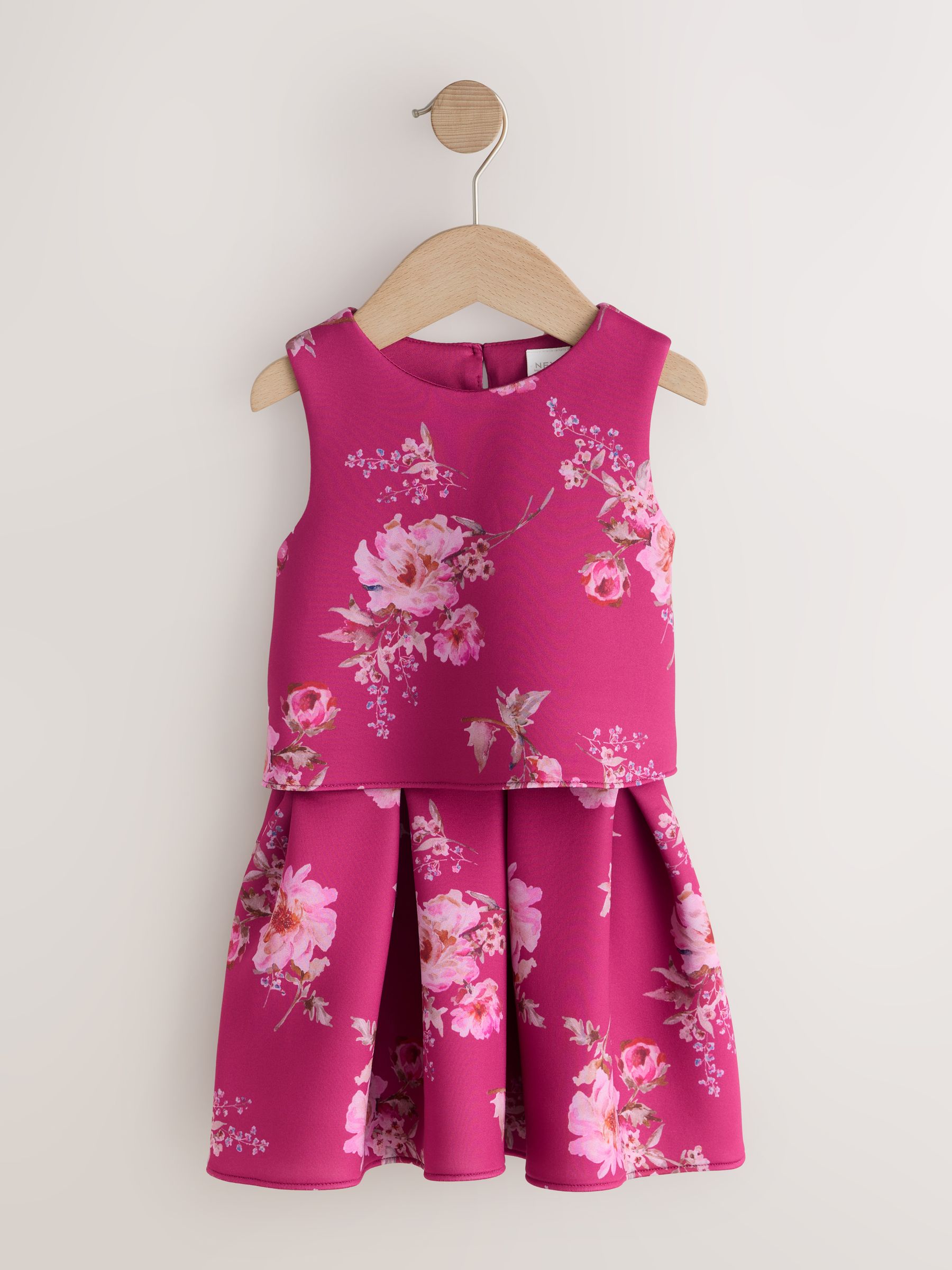 Rood bloemmotief - Set van scuba top en rok (3mnd -7jr)