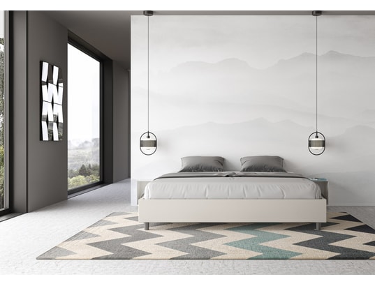 ITYHOME - Lit coffre azelia 180x200 similicuir blanc