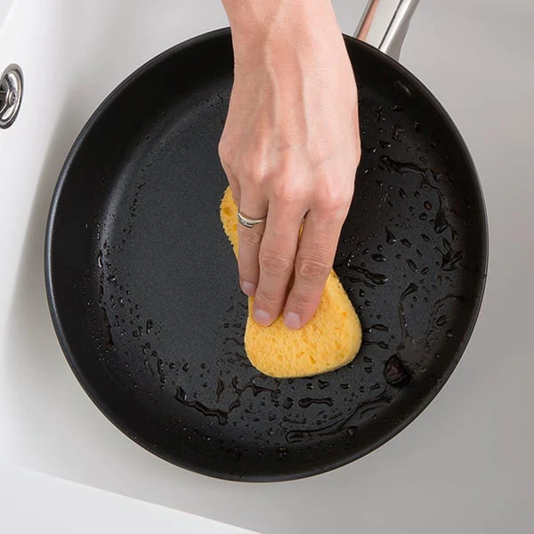 Set poêle anti-adhérente Dur comme la pierre 24 cm et 2 éponges végéta