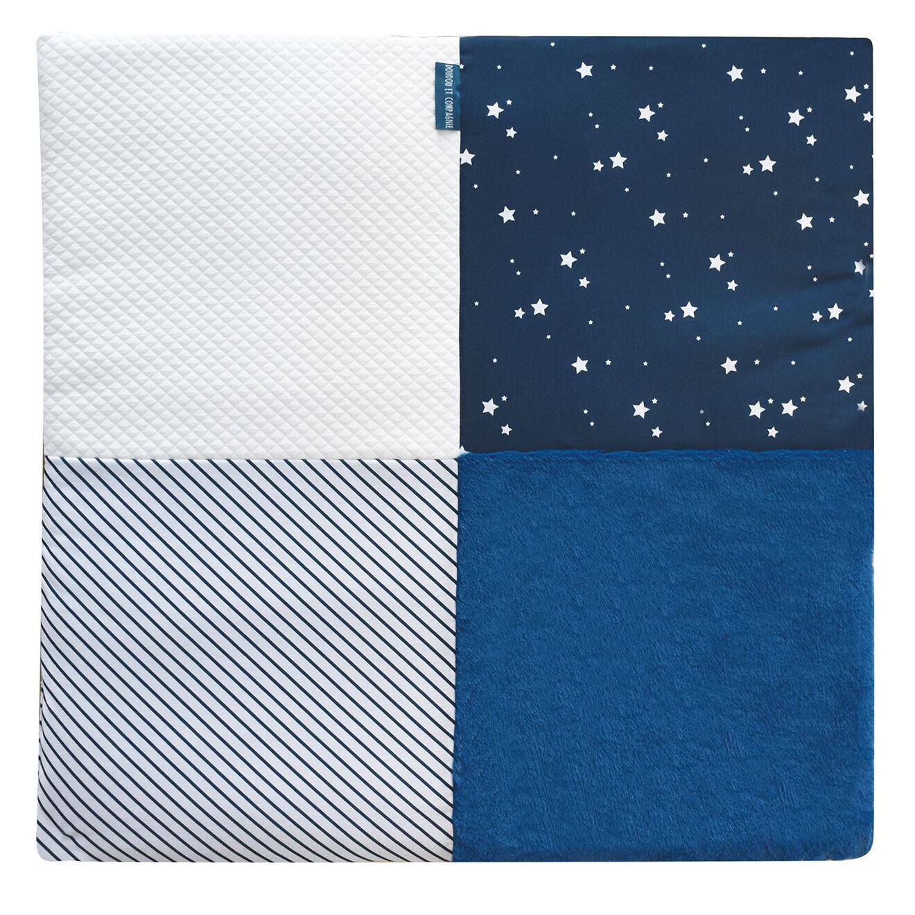 Doudou et Compagnie Tapidou mosaïque bleu ciel/bleu - 100x100 cm