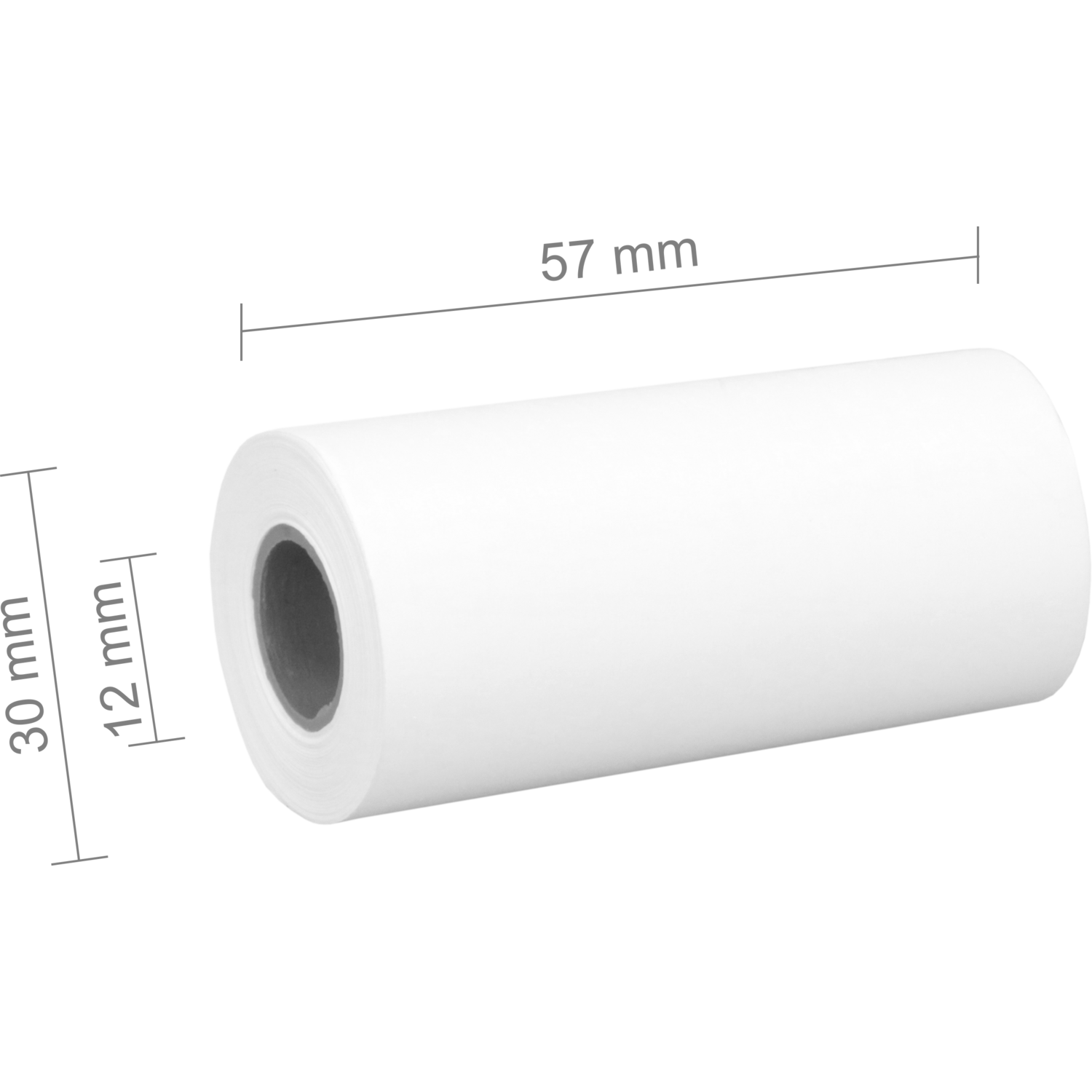 Thermorol, 57x30x12mm, papier, wit