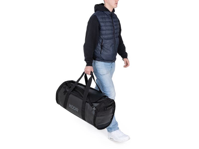 KOOR Duffle Bag Sooma 70 l, Schwarz Wasserabweisende Reisetasche