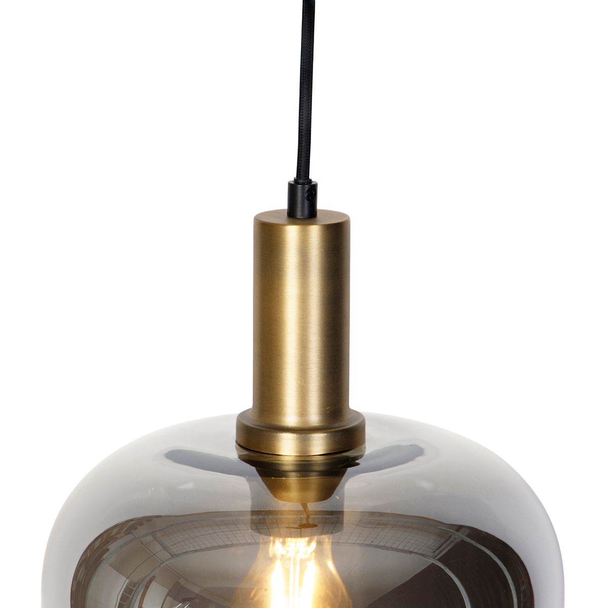 Design hanglamp zwart met goud en smoke glas - Zuzanna