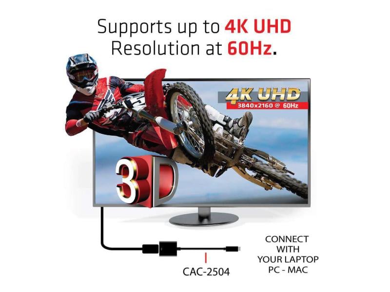 Club 3D Adapter USB 3.1 Type-C - HDMI 2.0 UHD 4K60Hz, Aktiv Aktiver USB 3.1 Type C auf HDMI 2.0 Adapter, UHD 4K 60Hz