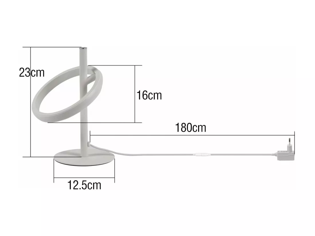 NETTLIFE Lampe de table Moderne LED de table - Blanc Anneau Forme Lampe de chevet Rotation Anneaux amovibles 13W 3000K Blanc chaud
