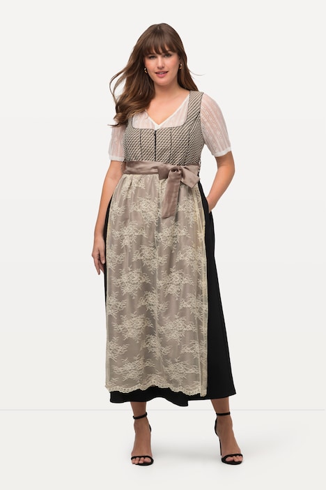 Dirndl, doppellagige Schürze, Carree-Ausschnitt, ärmellos