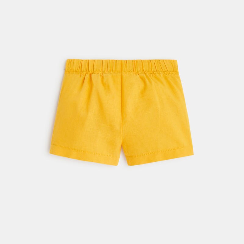 Short en lin à plis jaune bébé fille Jaune