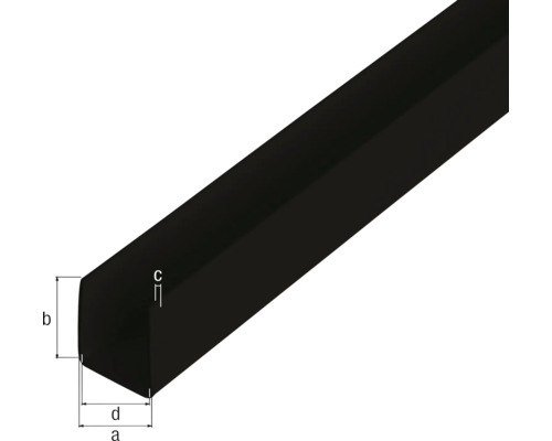 U-profiel PVC zwart 21x10x1 mm, 2,6 m